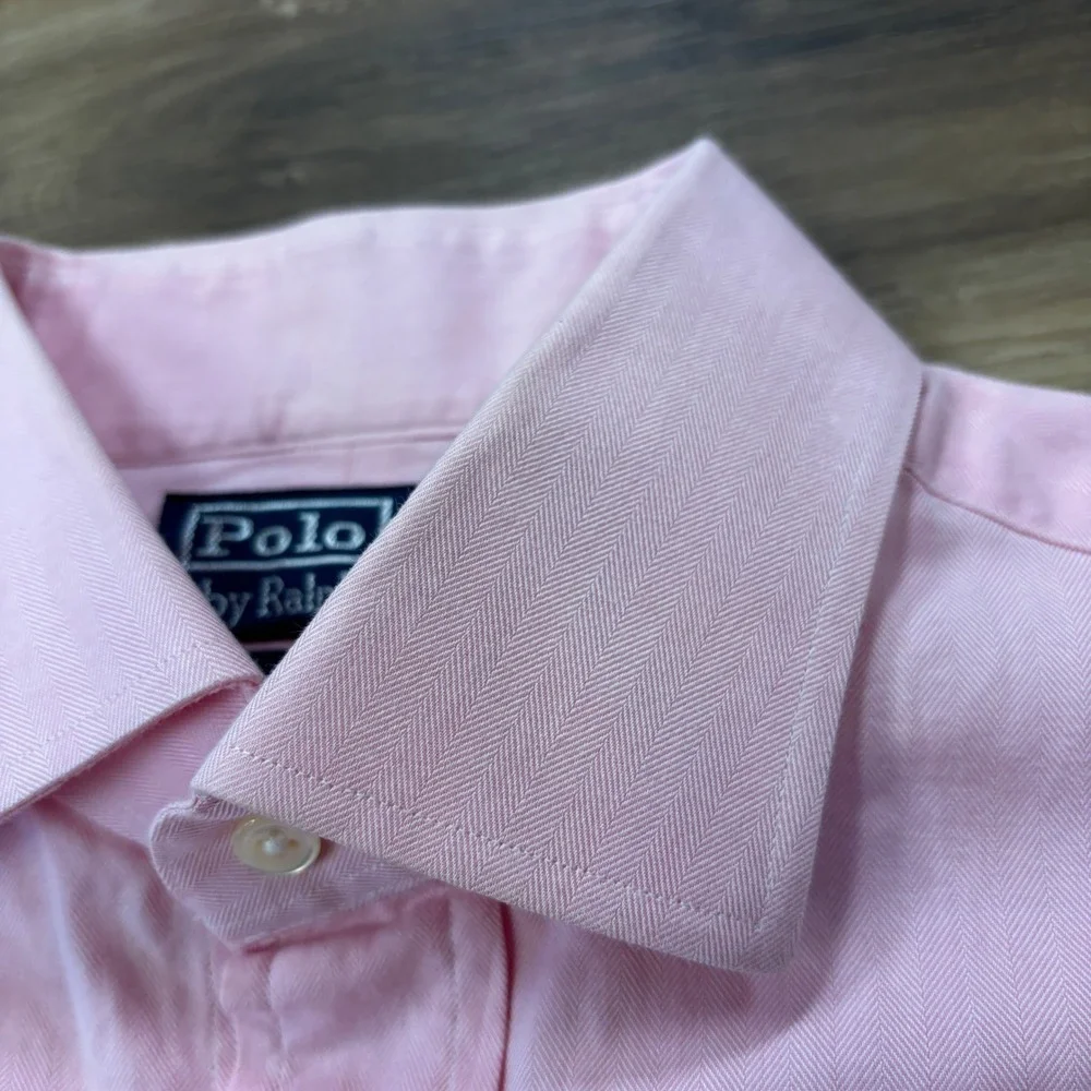 Polo Ralph Lauren Dress Shirt 15.5 32/33 Herringbone Regent Classic Fit Pink